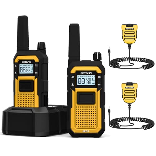 Retevis RB48 Waterproof Heavy Duty Walkie Talkies(2 Pack) Yellow