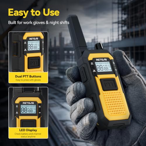 Retevis RB48 Waterproof Heavy Duty Walkie Talkies(2 Pack) Yellow