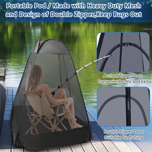 One-Person Pop-Up Chair Mosquito Net Tent with Carry Bag