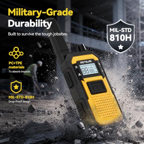 Retevis RB48 Waterproof Heavy Duty Walkie Talkies(2 Pack) Yellow