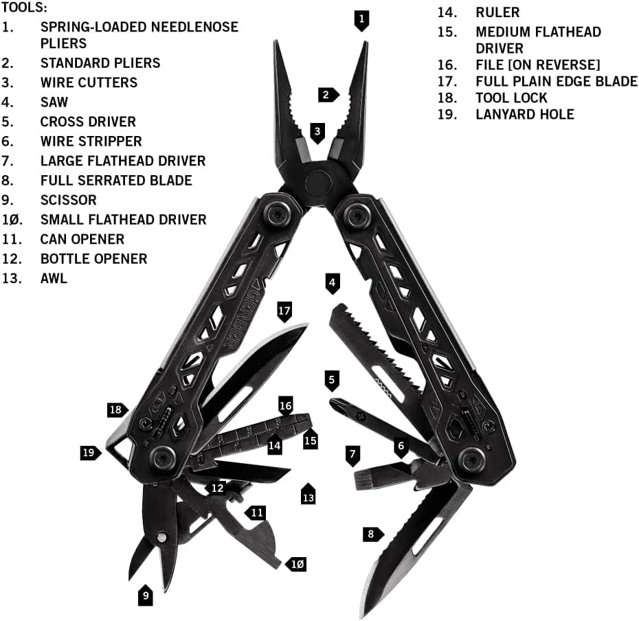 17-in-1 Multi-Tool with Pliers, Knife and Screwdriver