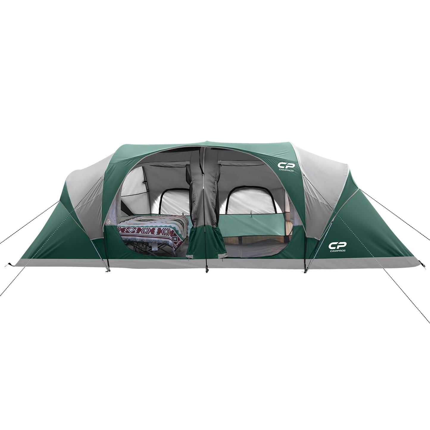 12-Person Three-Room Family Camping Tent with Rainfly