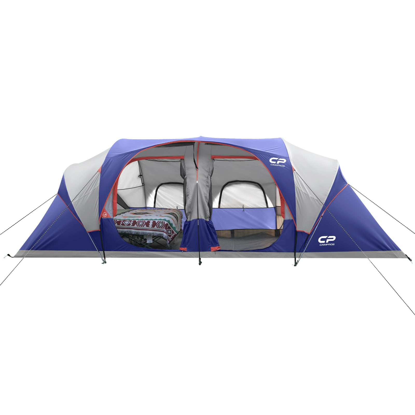 12-Person Three-Room Family Camping Tent with Rainfly