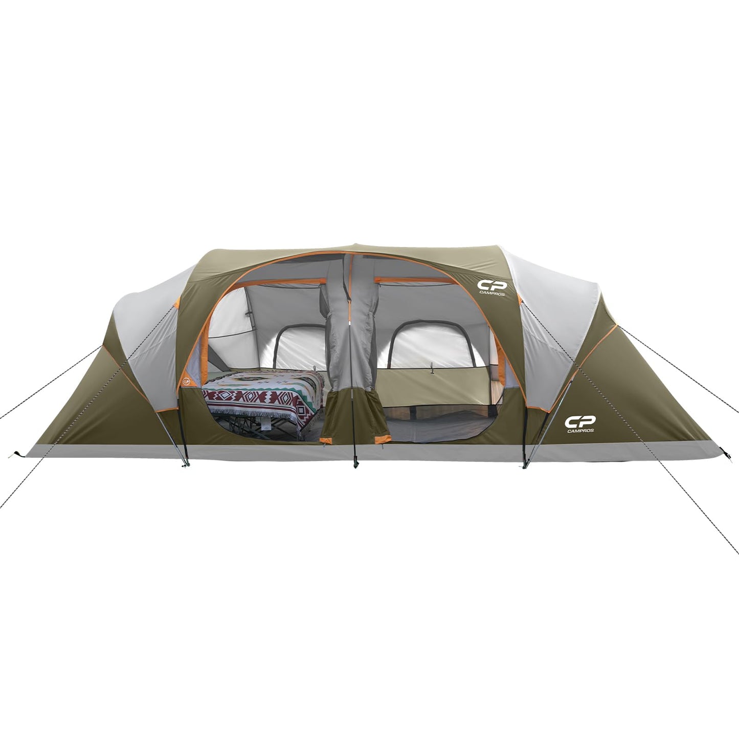 12-Person Three-Room Family Camping Tent with Rainfly