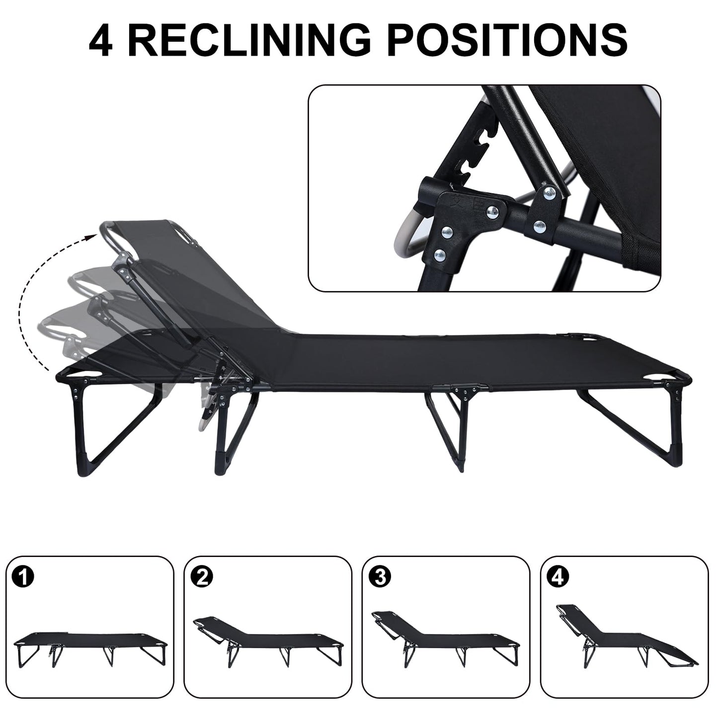 4-Position Adjustable Camping Cot with Mattress and Pillow