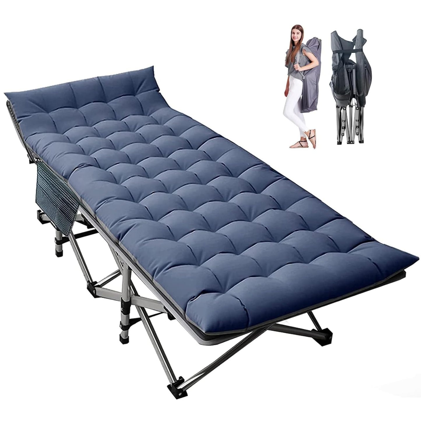 Extra-Wide Heavy-Duty Folding Camping Cot with Carry Bag