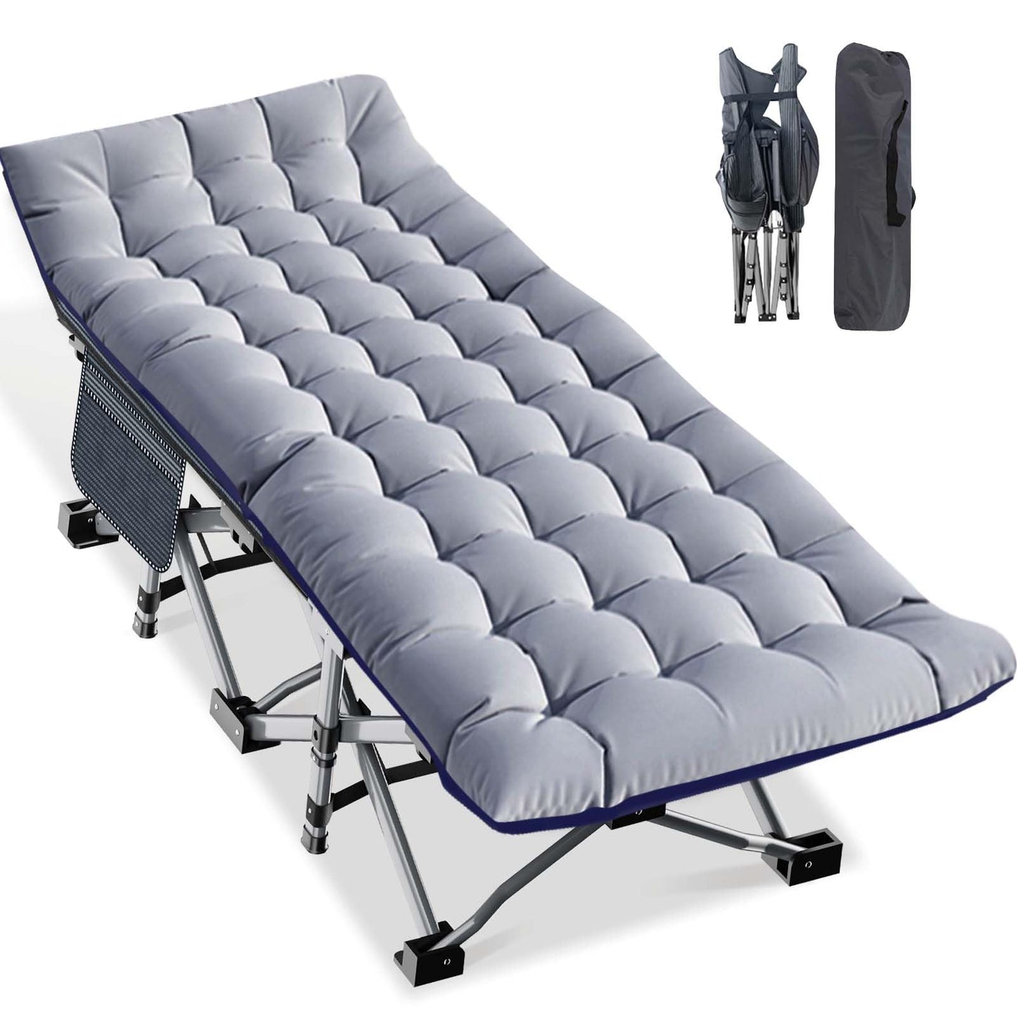 Extra-Wide Heavy-Duty Folding Camping Cot with Carry Bag