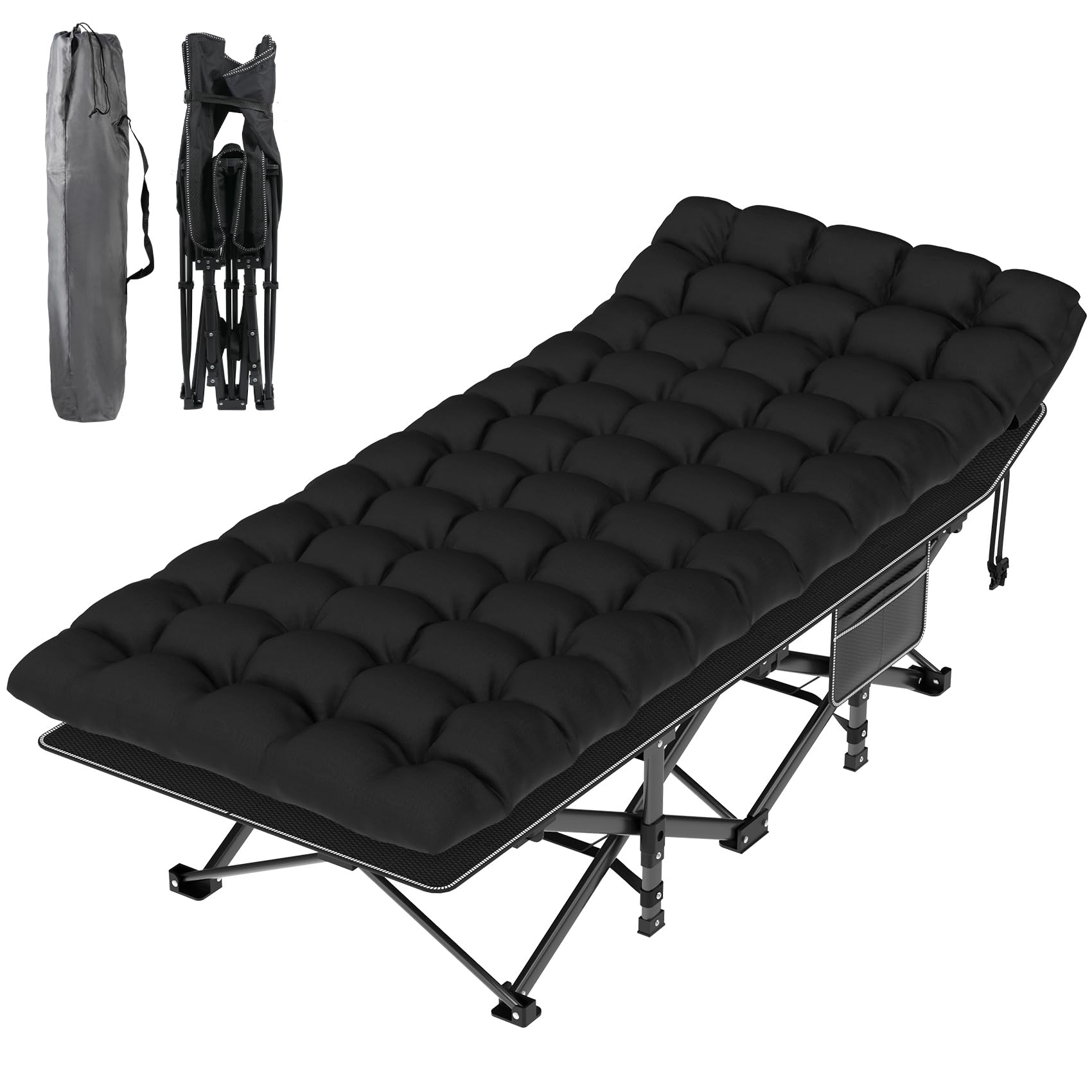 Heavy-Duty Folding Camping Cot with Pillow Mat and Carry Bag