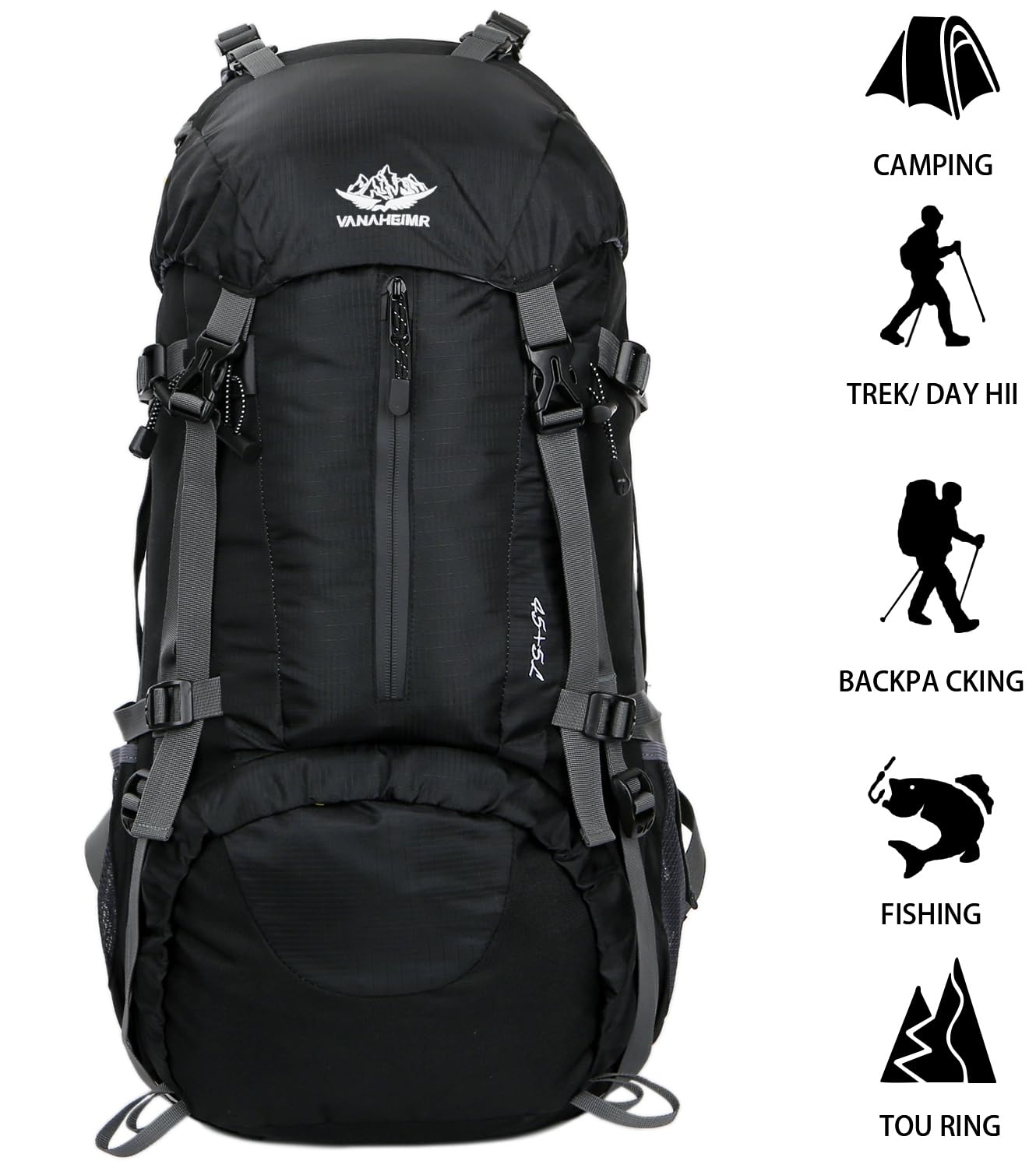 Lightweight 50L Hiking Backpack with Rain Cover