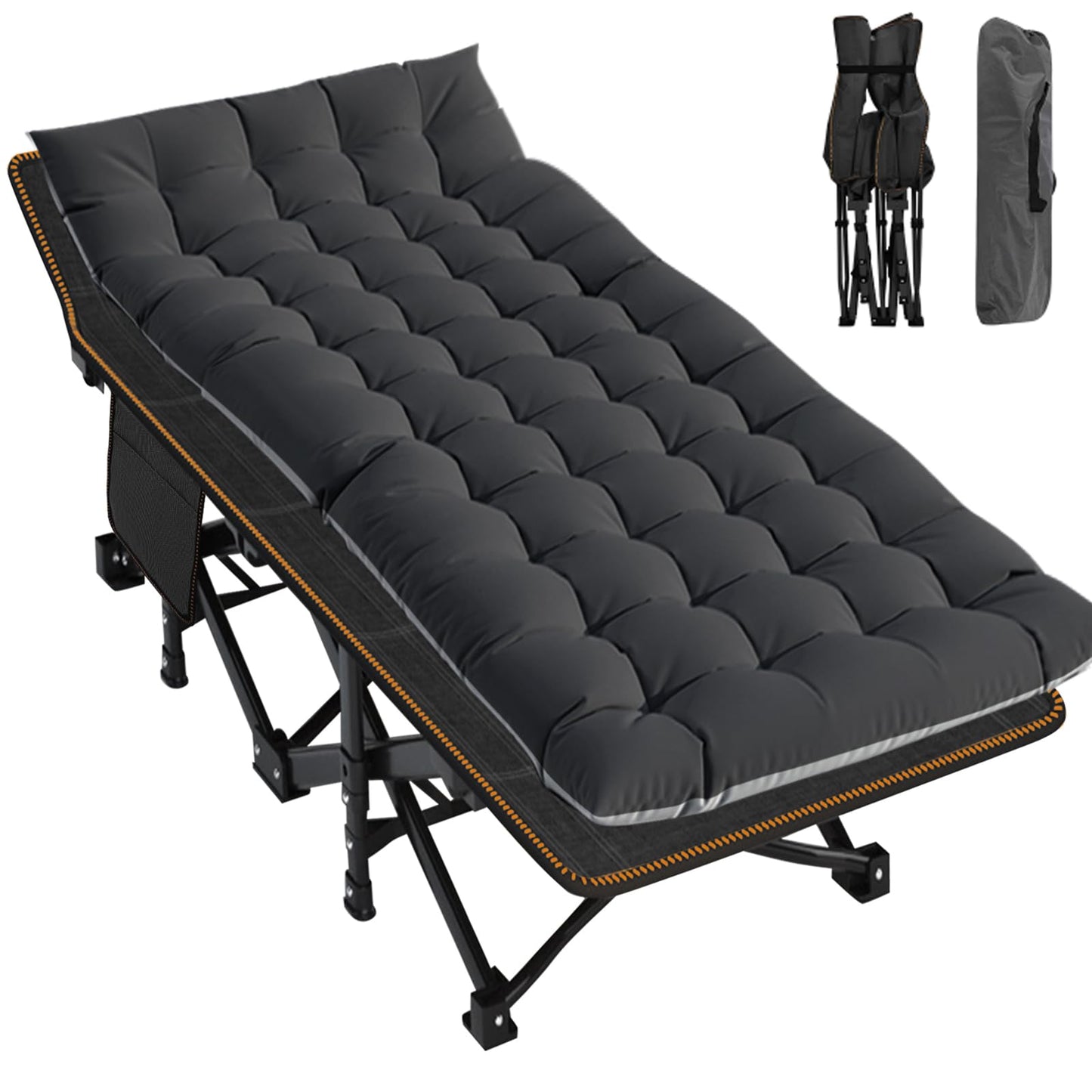 Extra-Wide Heavy-Duty Folding Camping Cot with Carry Bag