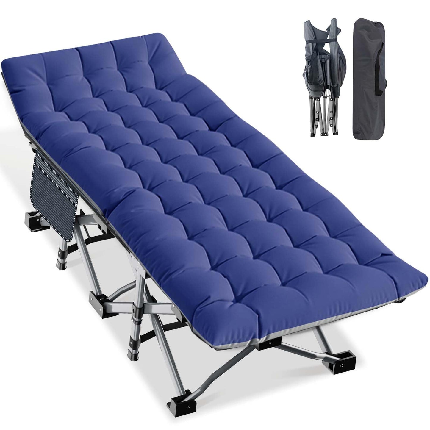 Extra-Wide Heavy-Duty Folding Camping Cot with Carry Bag