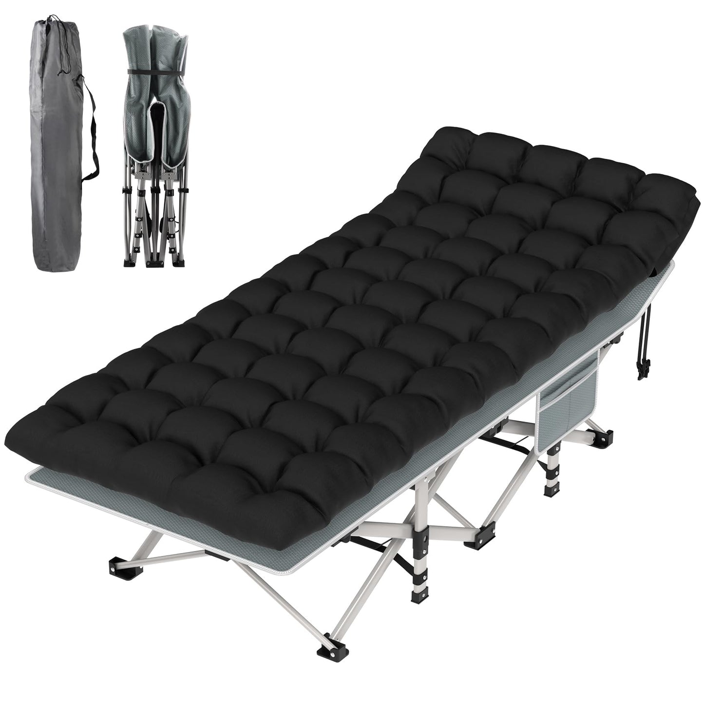 Heavy-Duty Folding Camping Cot with Pillow Mat and Carry Bag