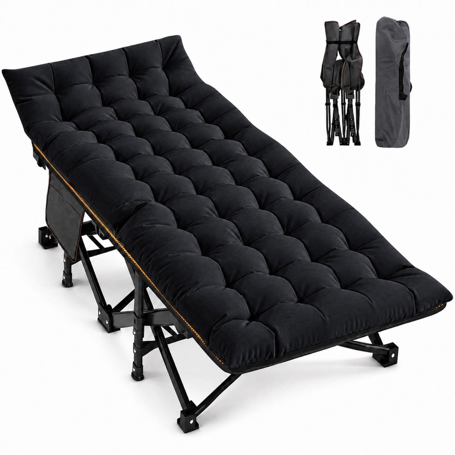 Extra-Wide Heavy-Duty Folding Camping Cot with Carry Bag