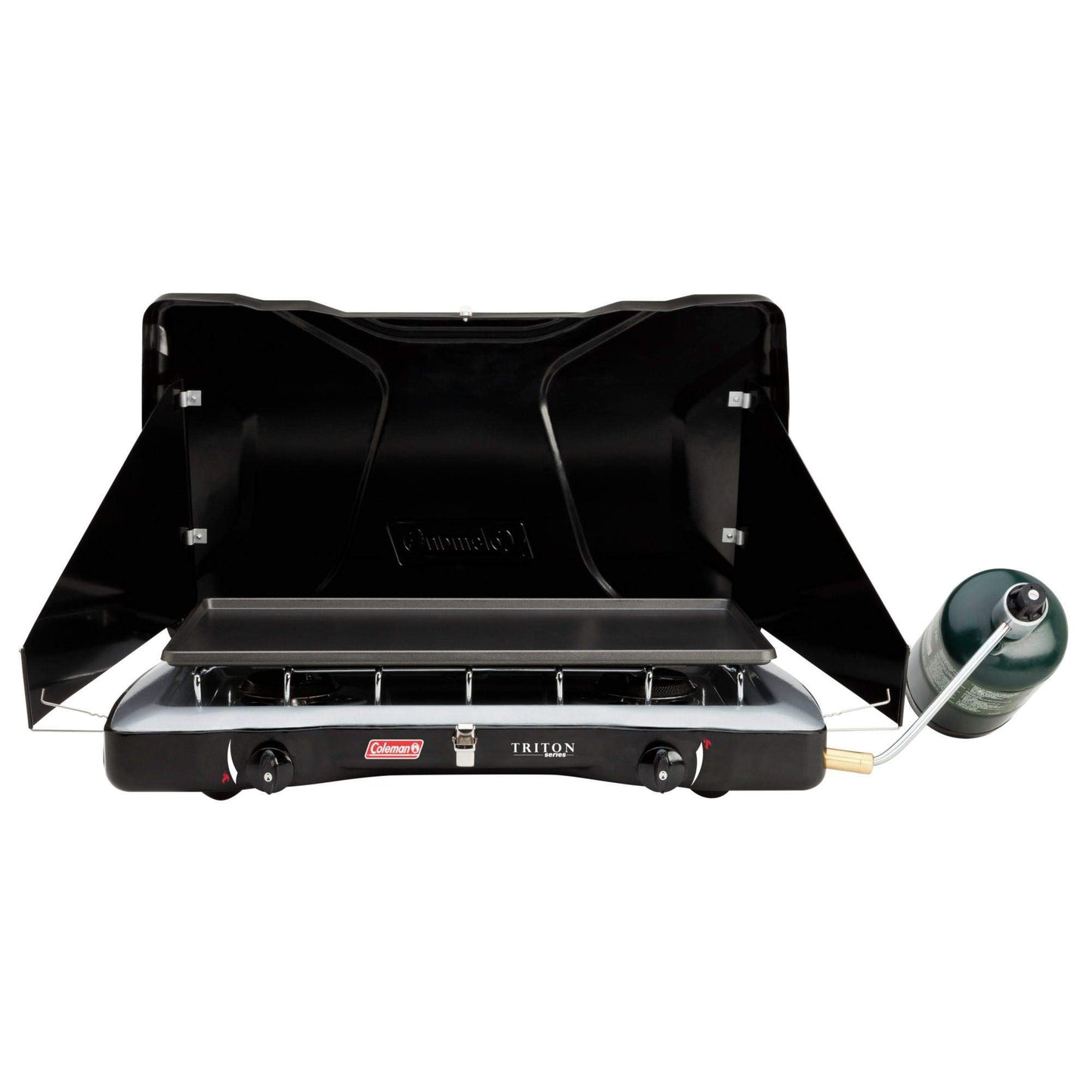 Portable 2-Burner Propane Camping Stove with Wind Guards