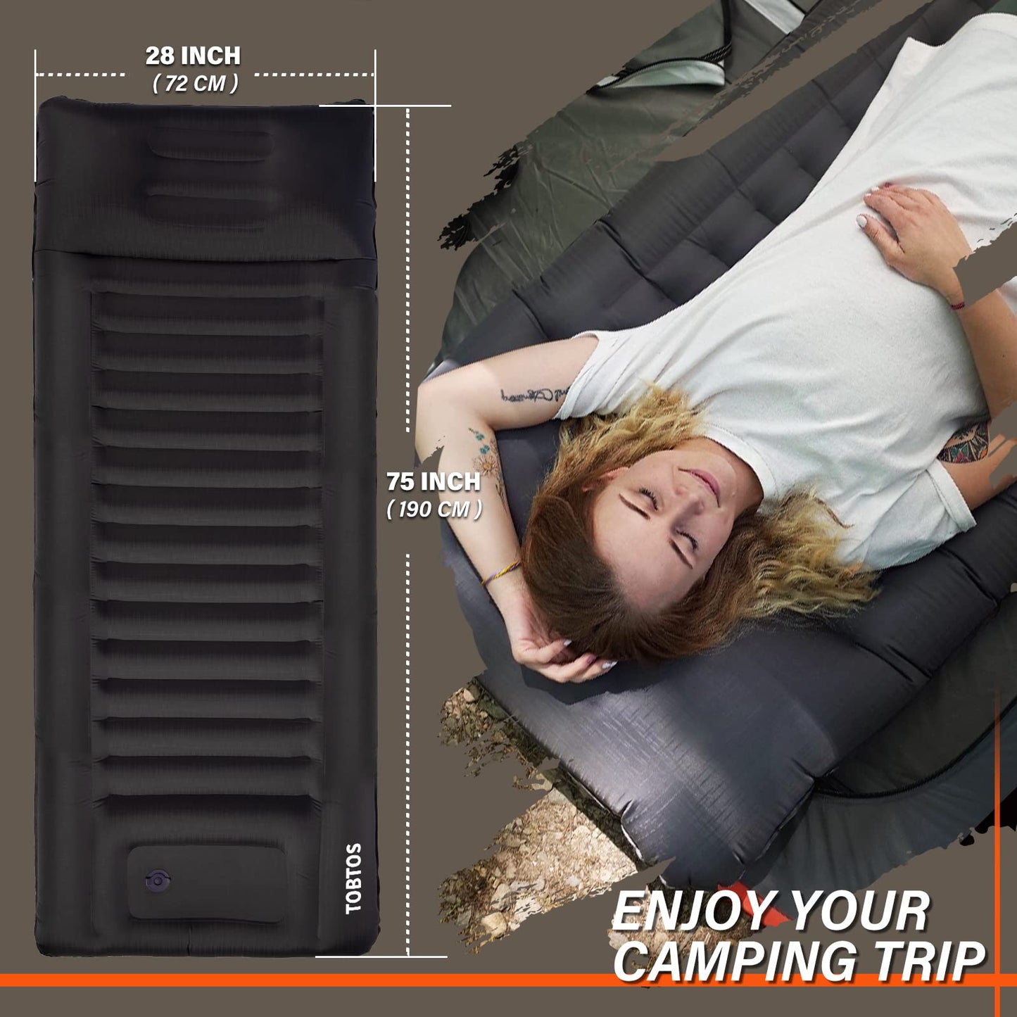 TOBTOS 6 Inch Self Inflating Sleeping Pad