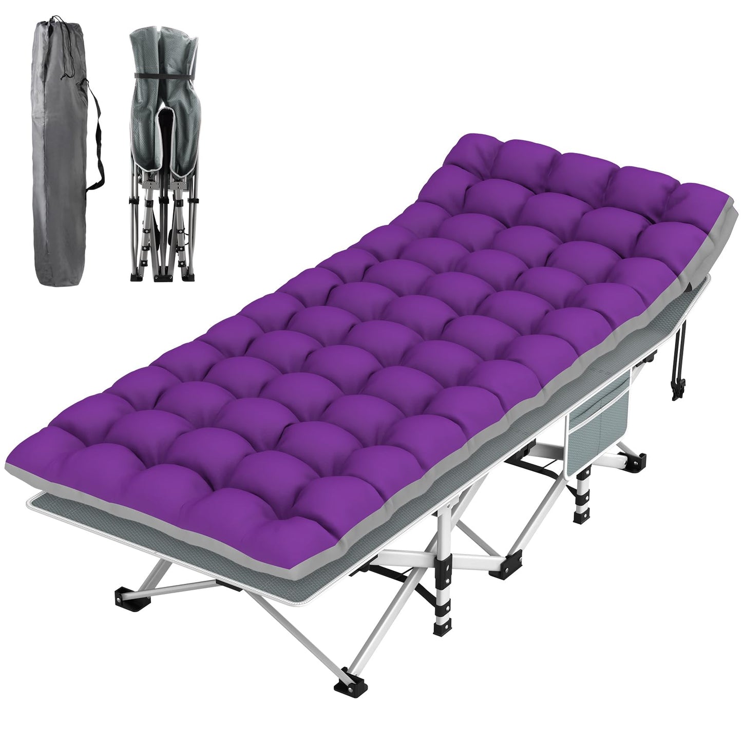 Heavy-Duty Folding Camping Cot with Pillow Mat and Carry Bag