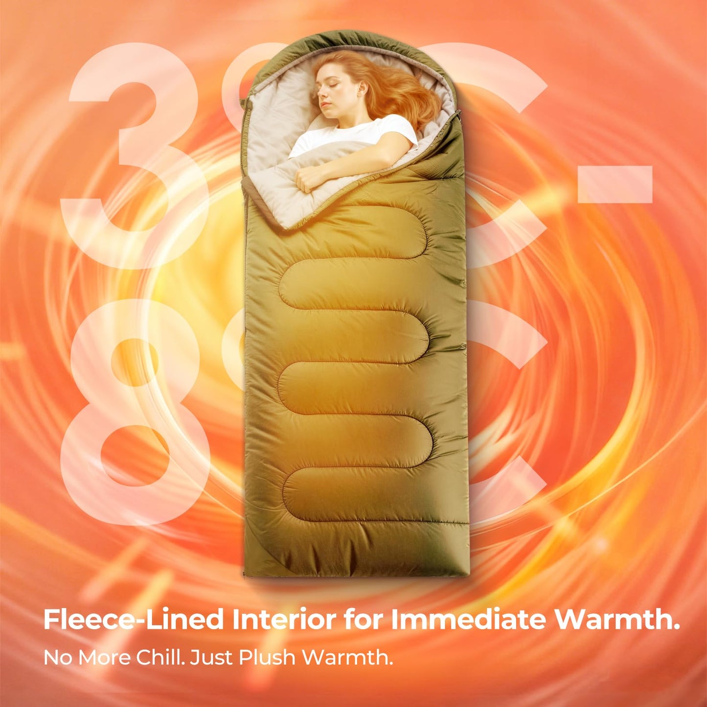 Fleece-Lined All-Season Sleeping Bag with Compression Sack