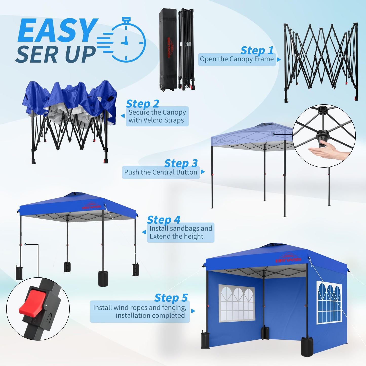 Benass 10x10 Pop Up Canopy with Sidewalls