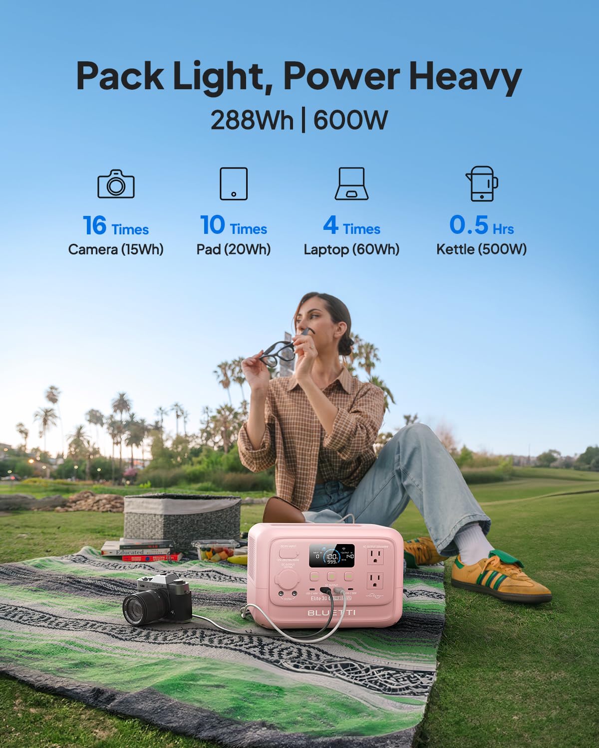 288Wh LiFePO4 Portable Power Station with 600W Output