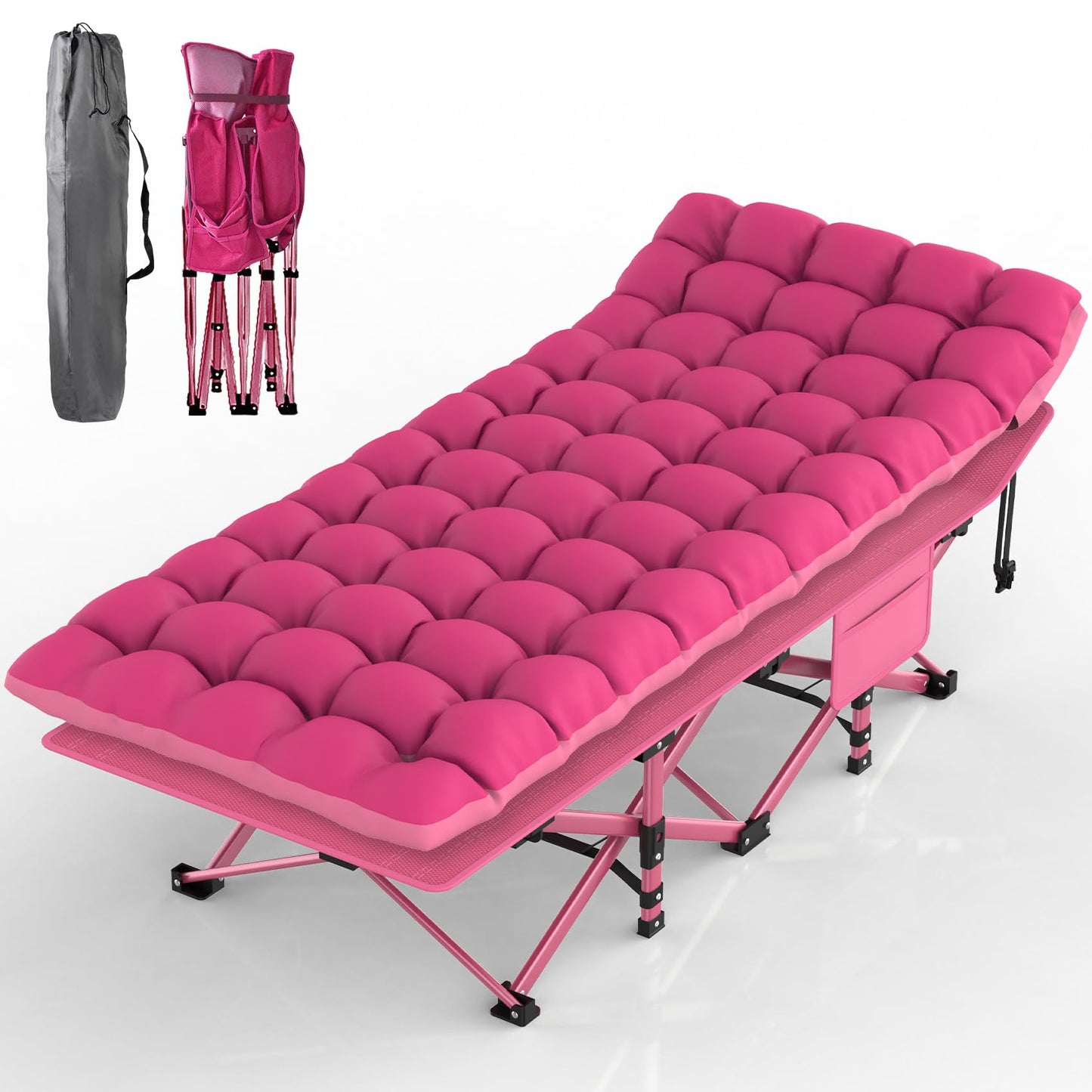 Heavy-Duty Folding Camping Cot with Pillow Mat and Carry Bag
