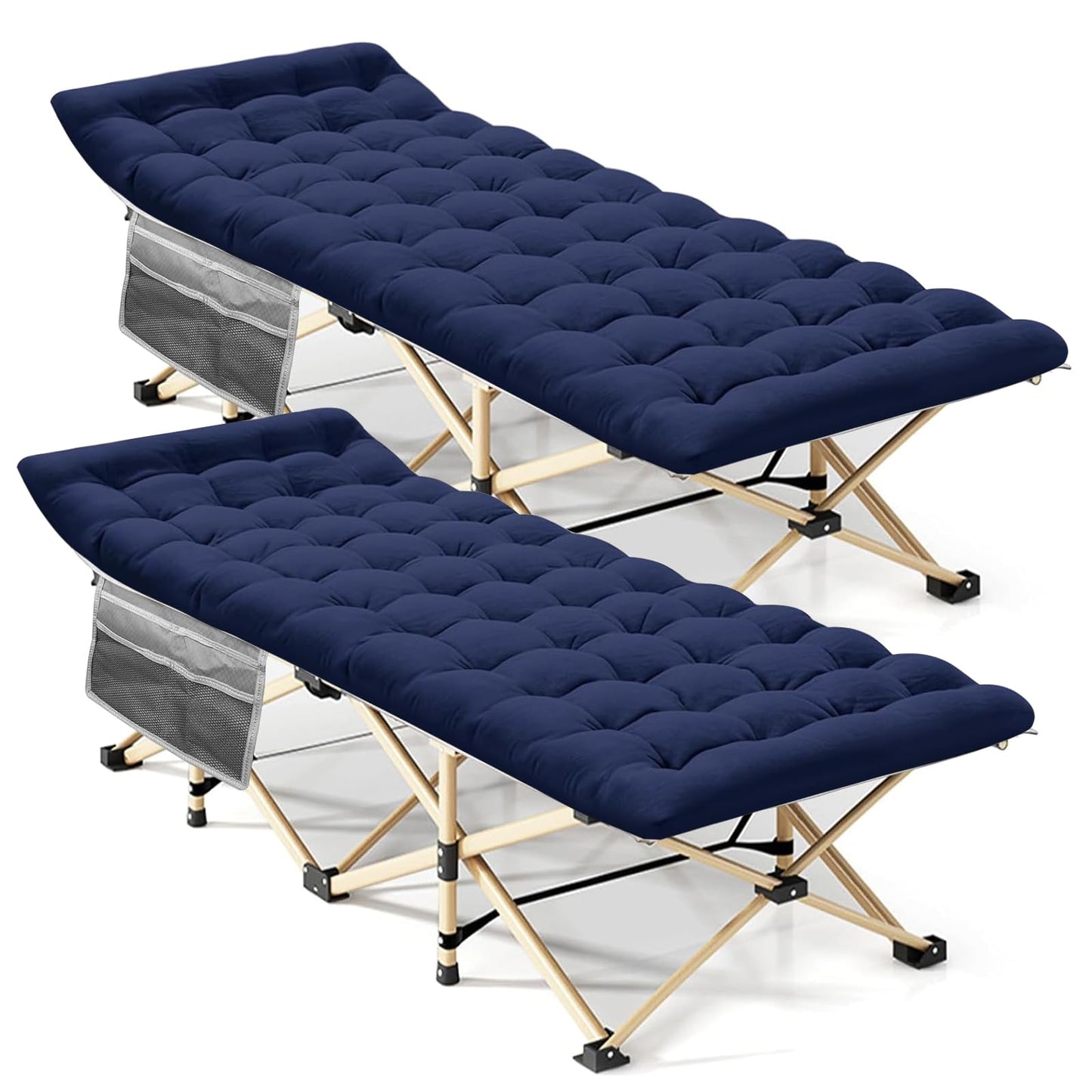 2-Pack Heavy-Duty Folding Camping Cots with Carry Bag