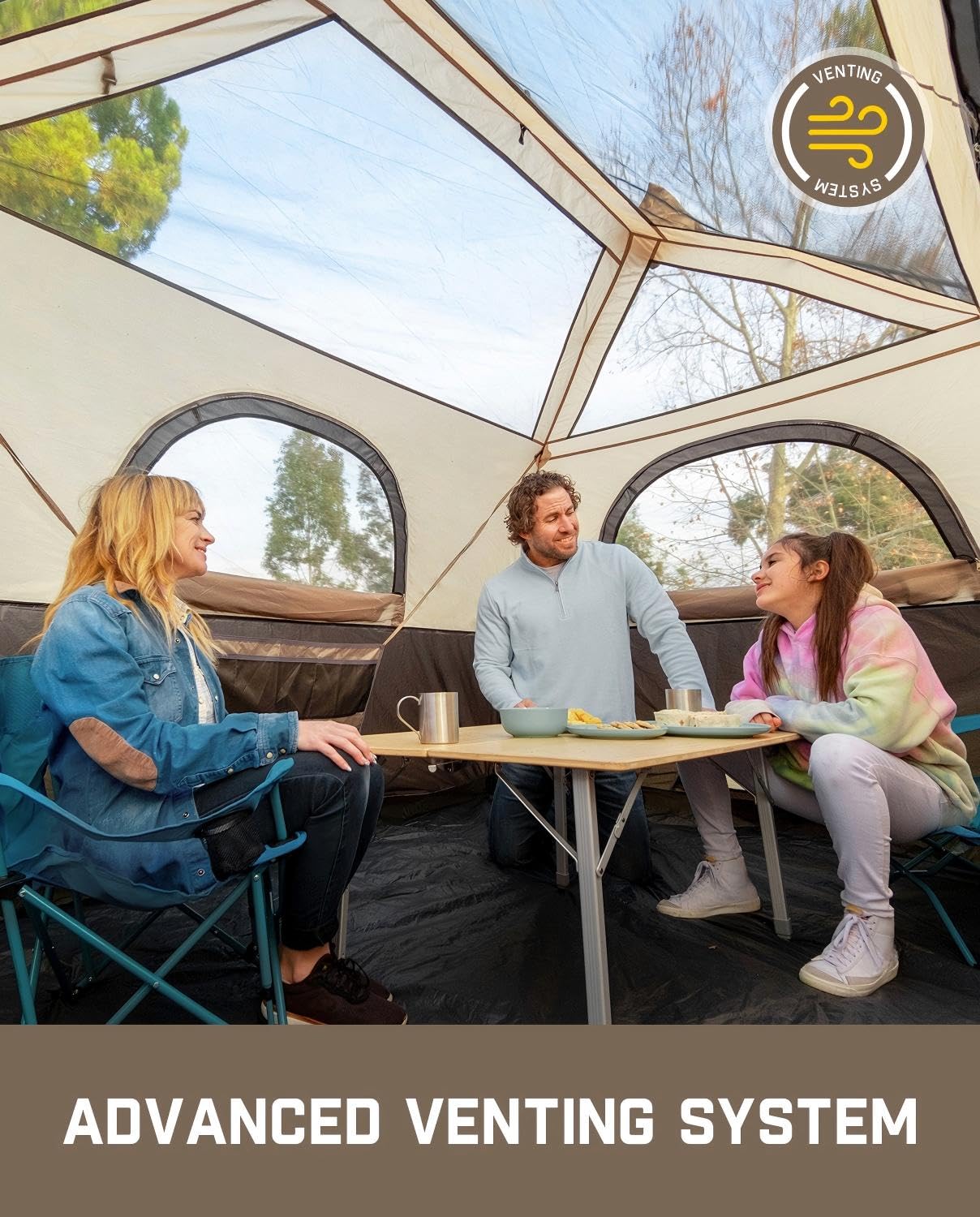 Instant Cabin Camping Tent with Rainfly and Carry Bag