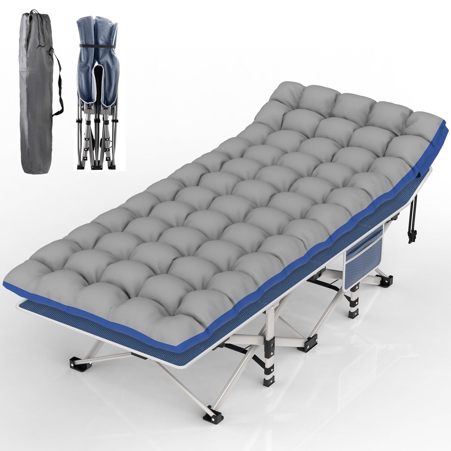 Heavy-Duty Folding Camping Cot with Pillow Mat and Carry Bag