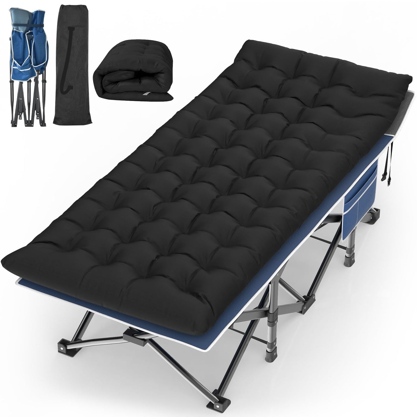 Heavy-Duty Folding Camping Cot with Pillow Mat and Carry Bag