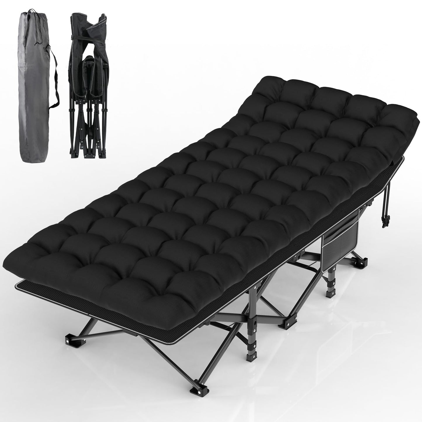 Heavy-Duty Folding Camping Cot with Pillow Mat and Carry Bag