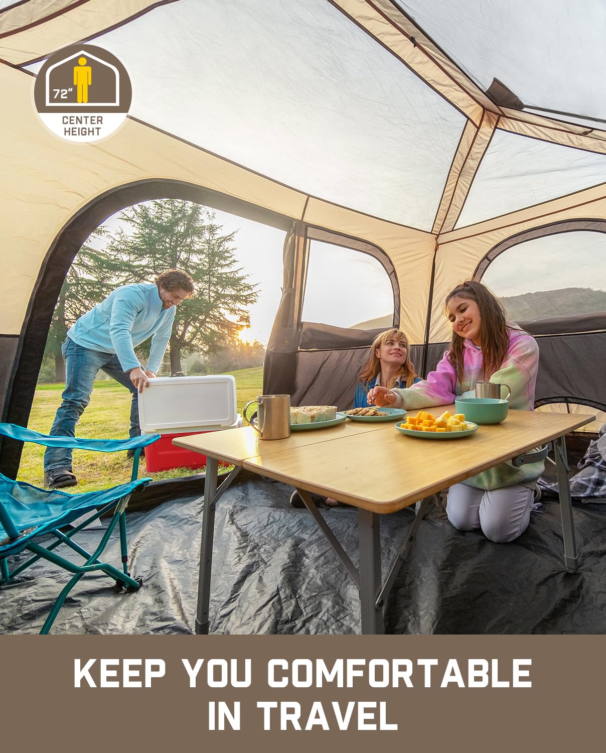 Instant Cabin Camping Tent with Rainfly and Carry Bag