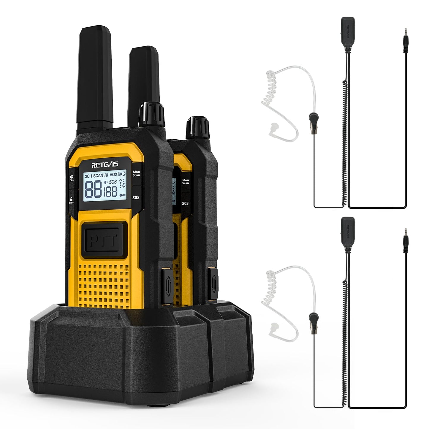 Retevis RB48 Waterproof Heavy Duty Walkie Talkies(2 Pack) Yellow