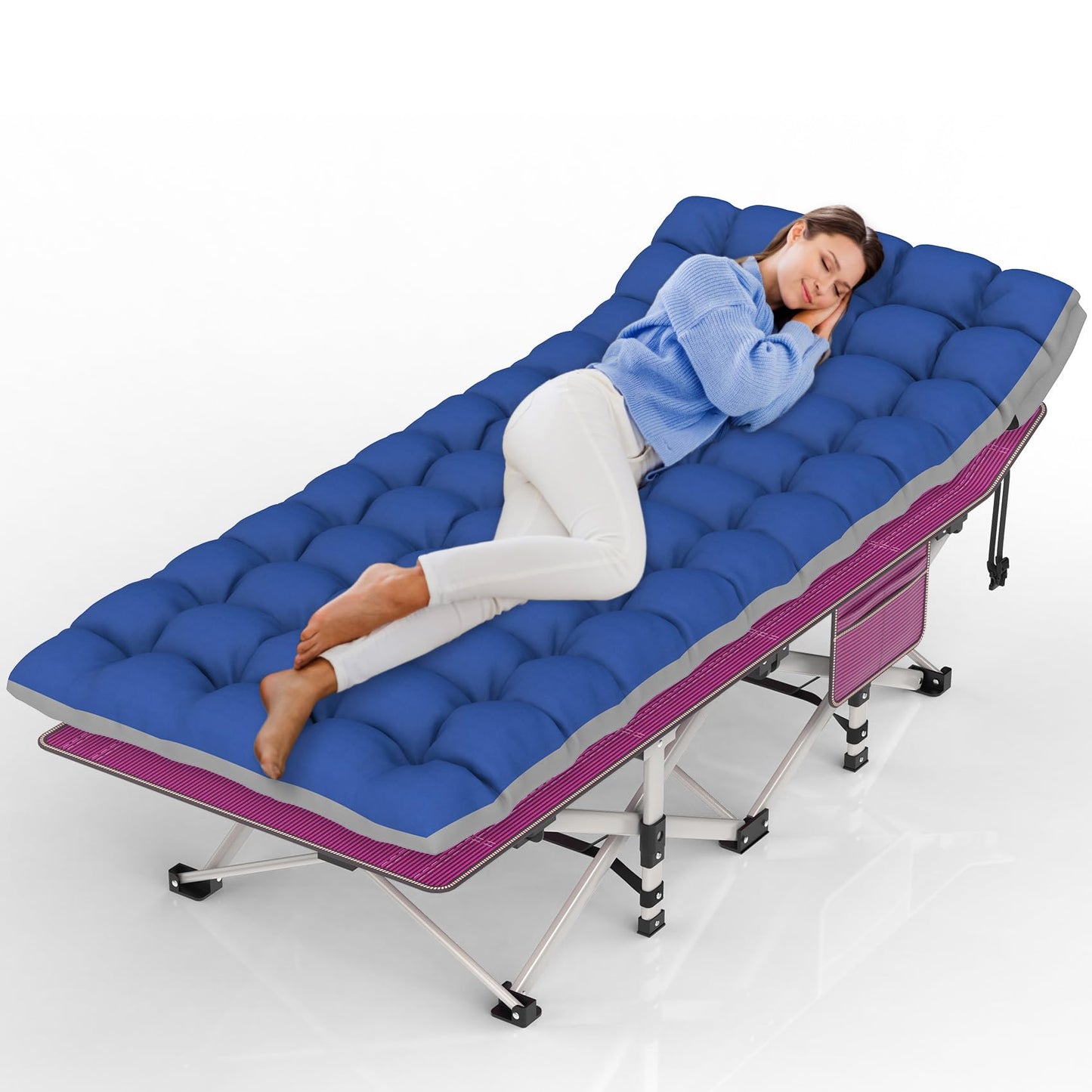 Heavy-Duty Folding Camping Cot with Pillow Mat and Carry Bag