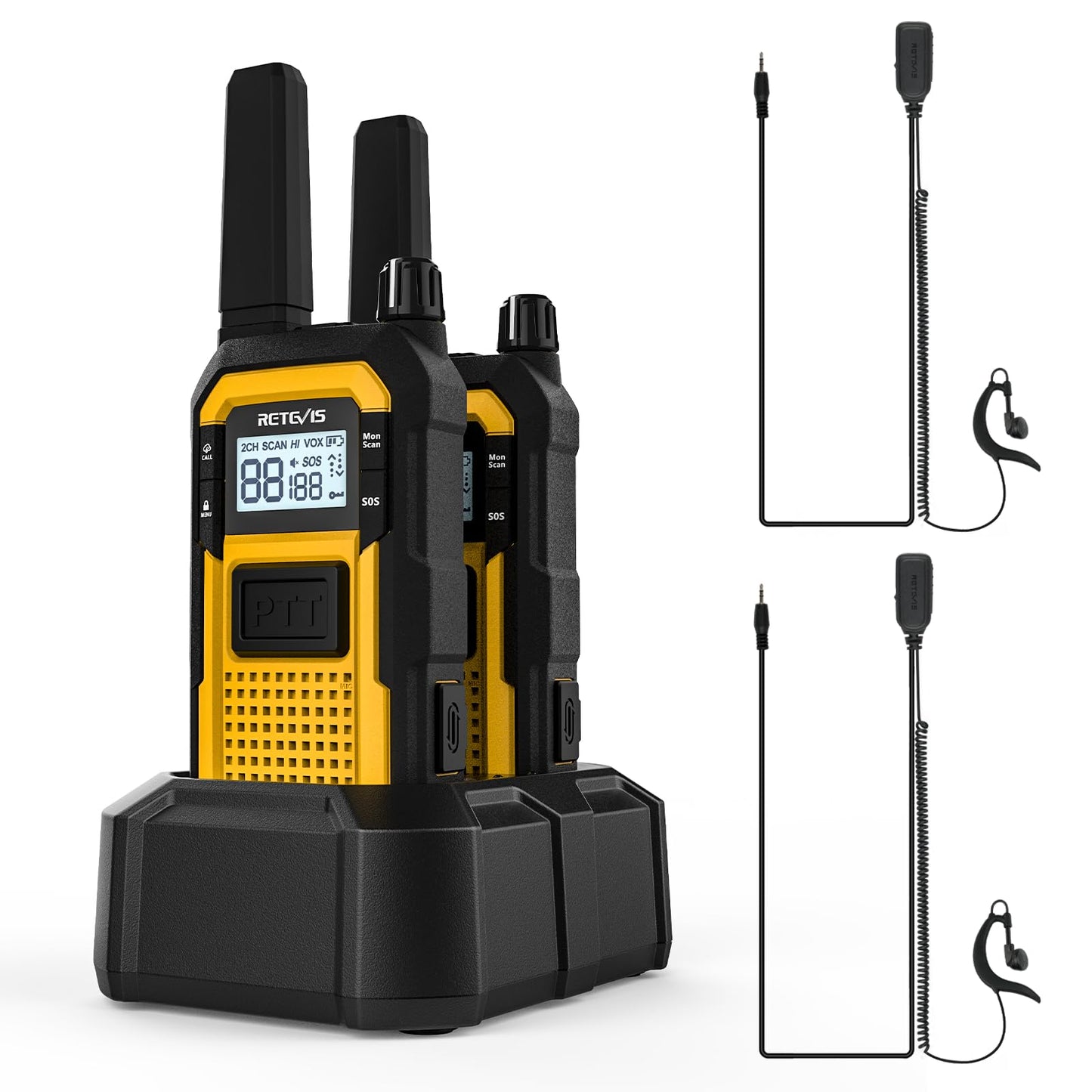 Retevis RB48 Waterproof Heavy Duty Walkie Talkies(2 Pack) Yellow