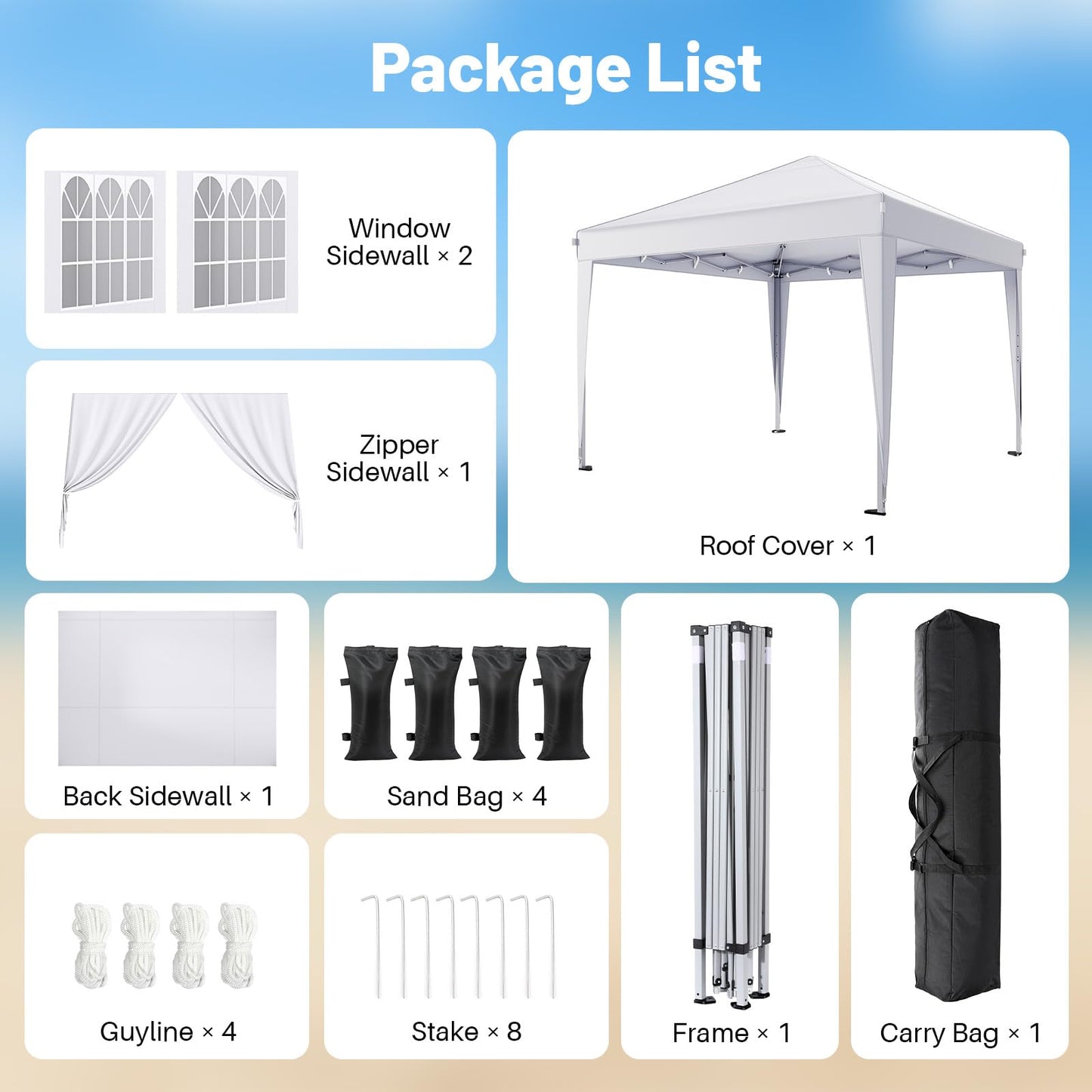 10x10 Pop-Up Canopy Tent with Sidewalls and Carry Bag