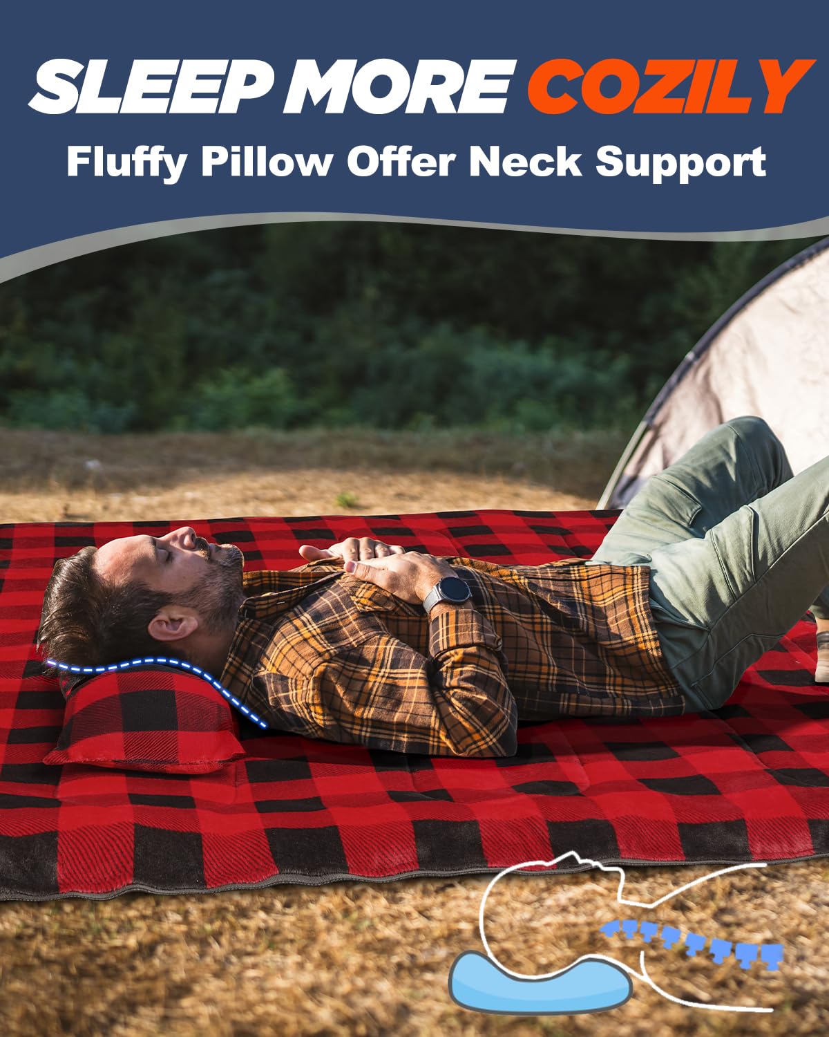 XL Flannel Sleeping Bag with Pillow and Compression Sack