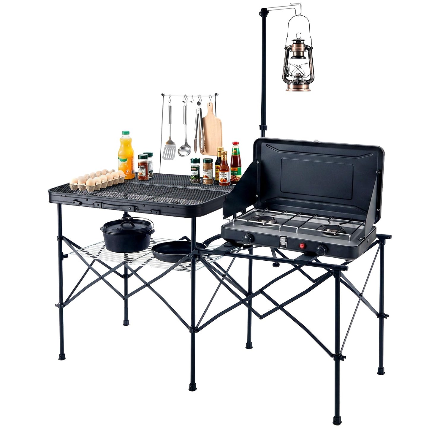 TIMBER RIDGE Portable Camping Kitchen Station, Folding Outdoor Grill Table