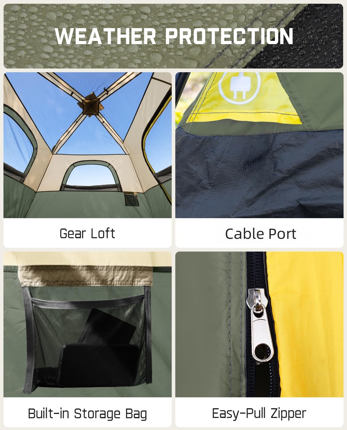 Instant Cabin Camping Tent with Rainfly and Carry Bag