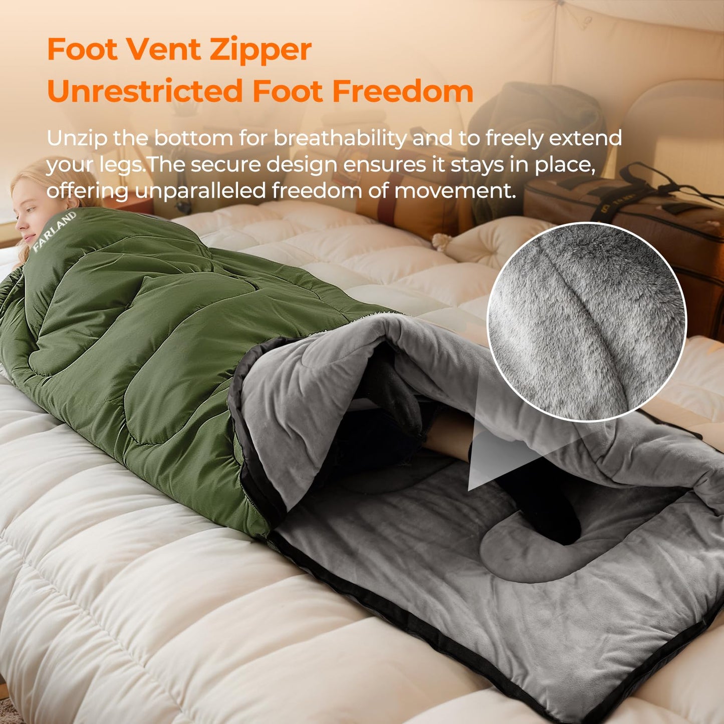 Fleece-Lined All-Season Sleeping Bag with Compression Sack