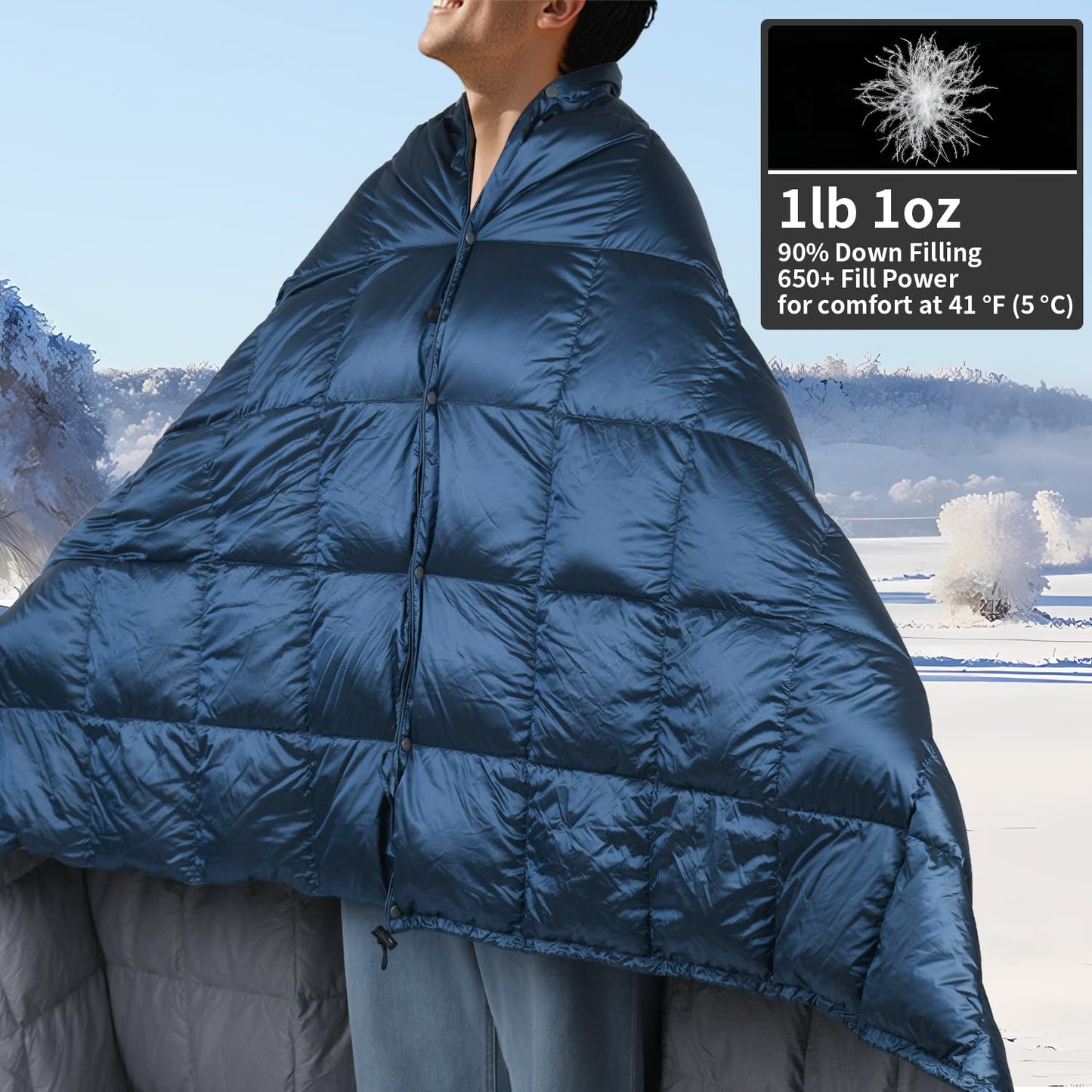 Lightweight Packable Down Camping Blanket and Travel Quilt