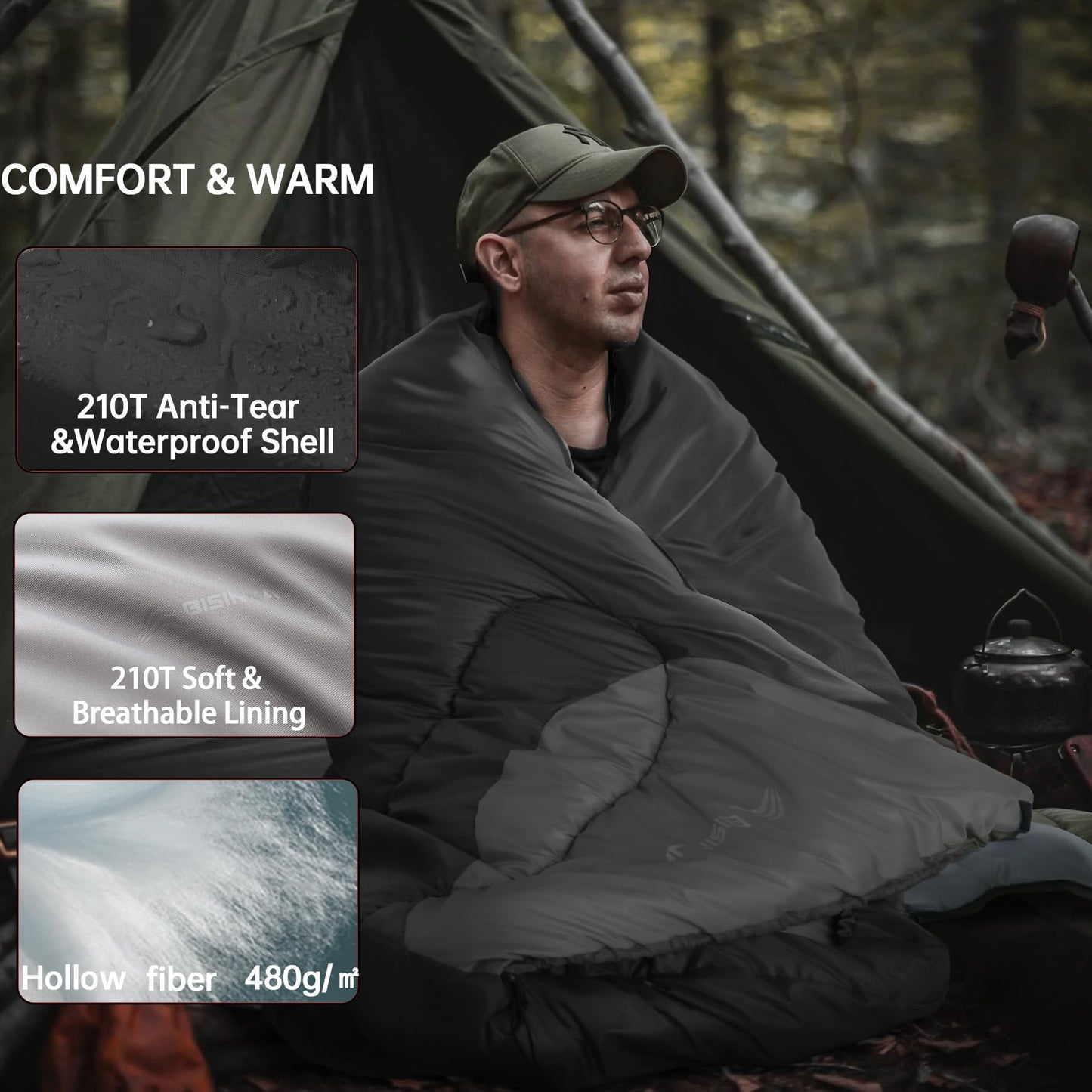0°F Winter Sleeping Bag with Pillow and Compression Sack