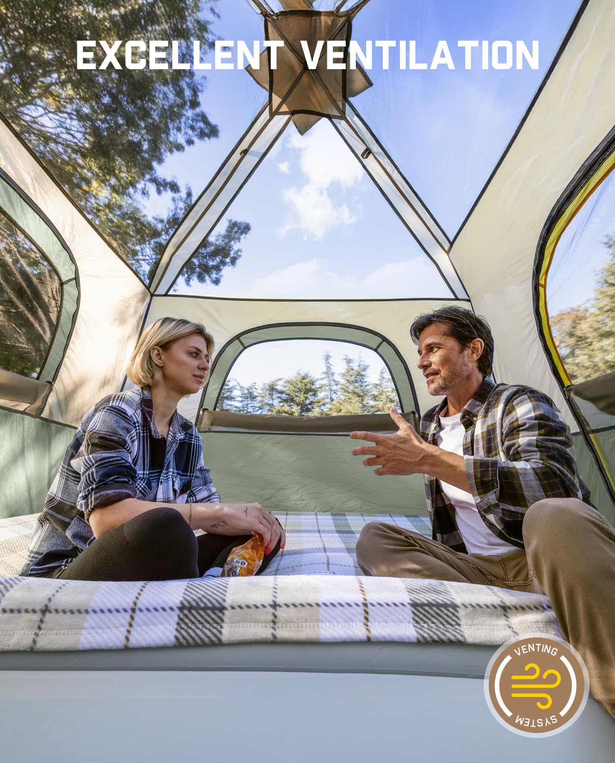 Instant Cabin Camping Tent with Rainfly and Carry Bag