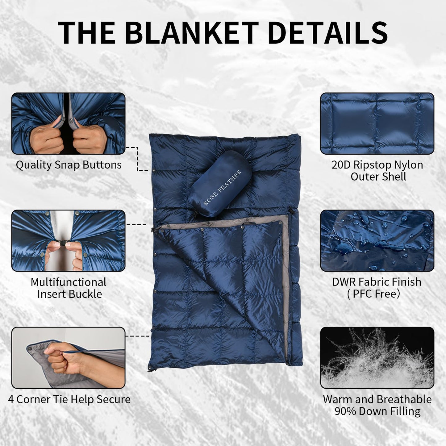 Lightweight Packable Down Camping Blanket and Travel Quilt