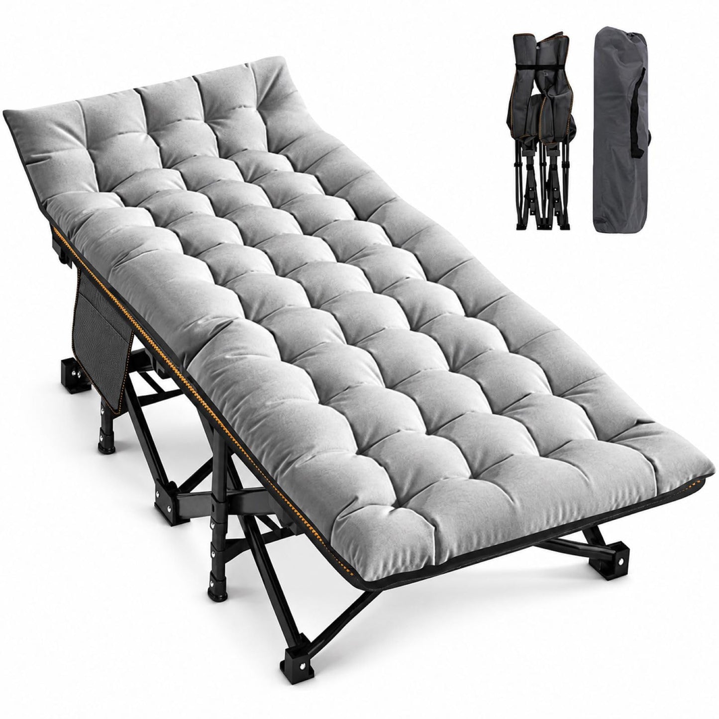 Extra-Wide Heavy-Duty Folding Camping Cot with Carry Bag