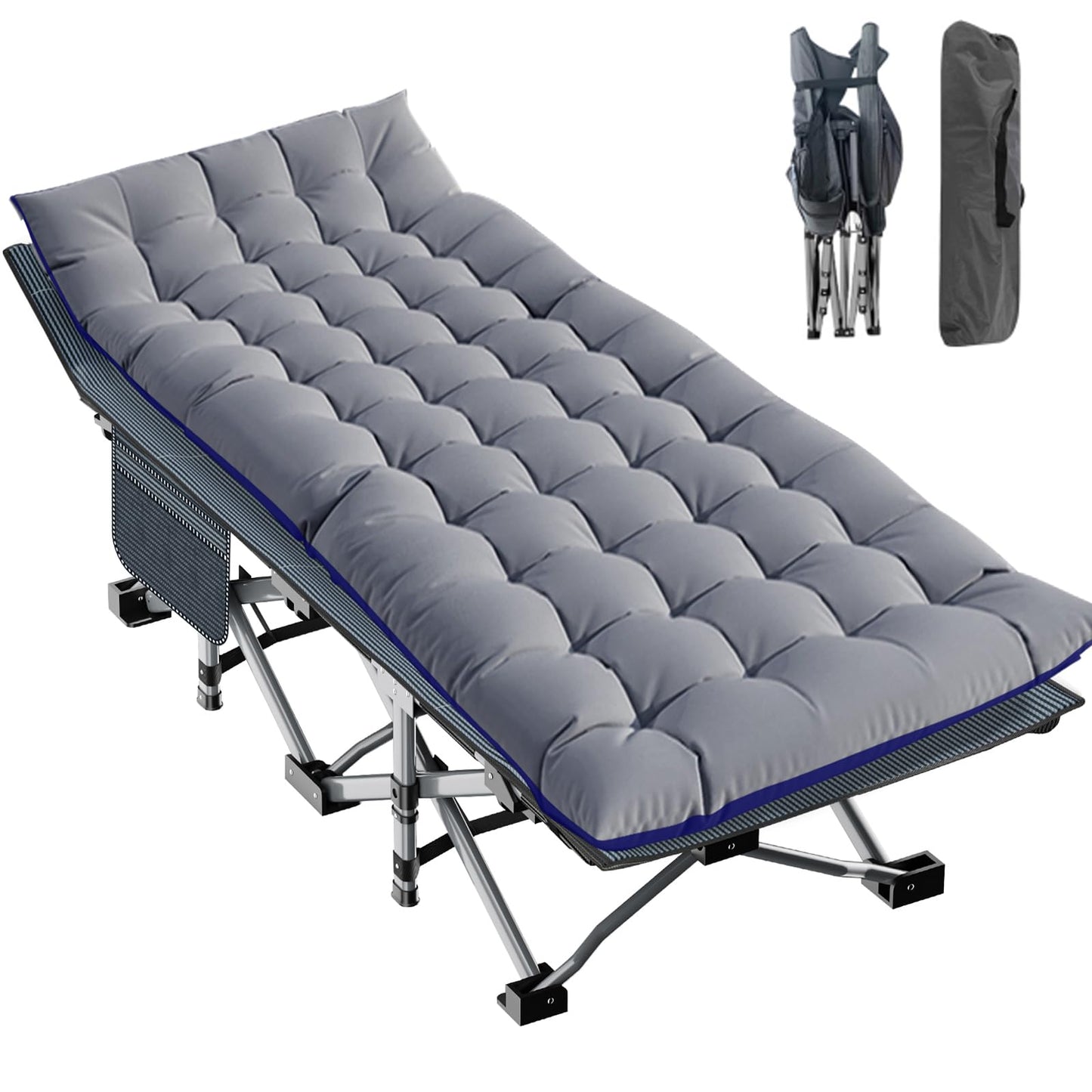 Extra-Wide Heavy-Duty Folding Camping Cot with Carry Bag