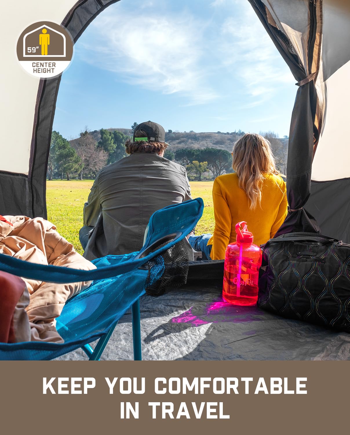Instant Cabin Camping Tent with Rainfly and Carry Bag