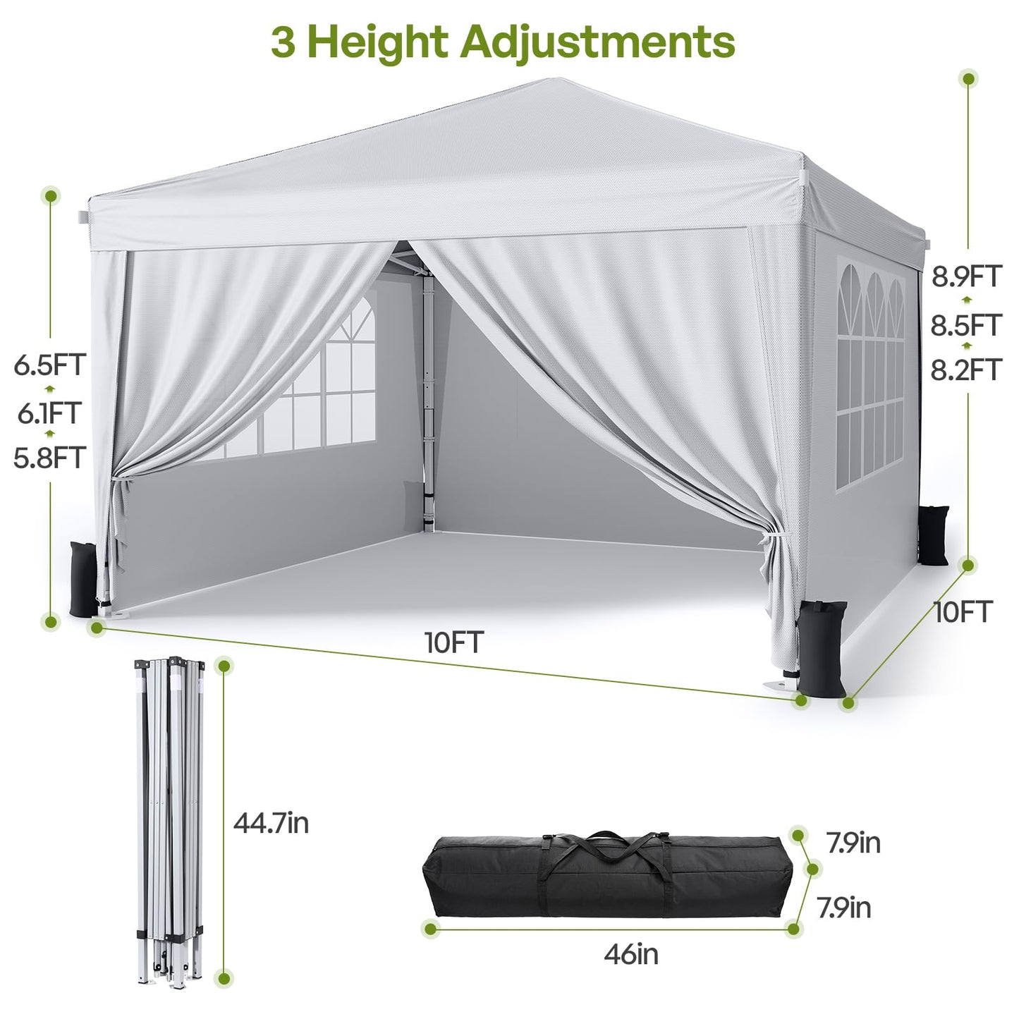 10x10 Pop-Up Canopy Tent with Sidewalls & Carry Bag