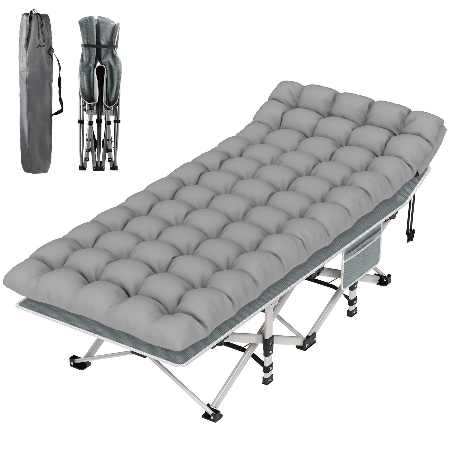 Heavy-Duty Folding Camping Cot with Pillow Mat and Carry Bag