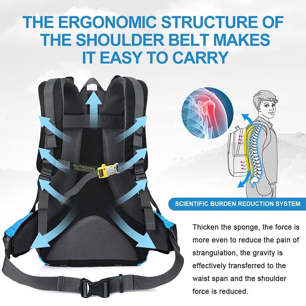 Lightweight 40L Hiking Backpack with Waterproof Rain Cover