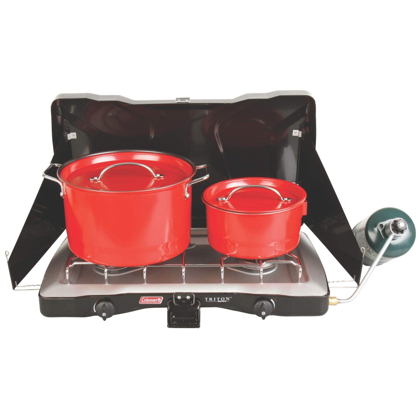 Portable 2-Burner Propane Camping Stove with Wind Guards