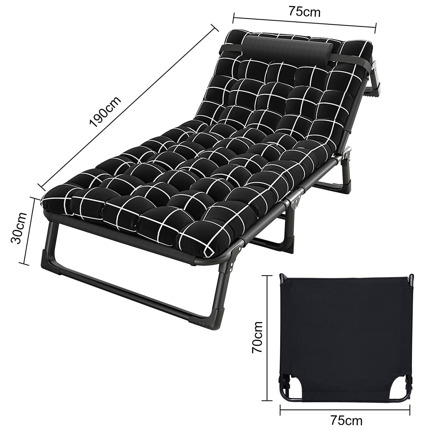 4-Position Adjustable Camping Cot with Mattress and Pillow